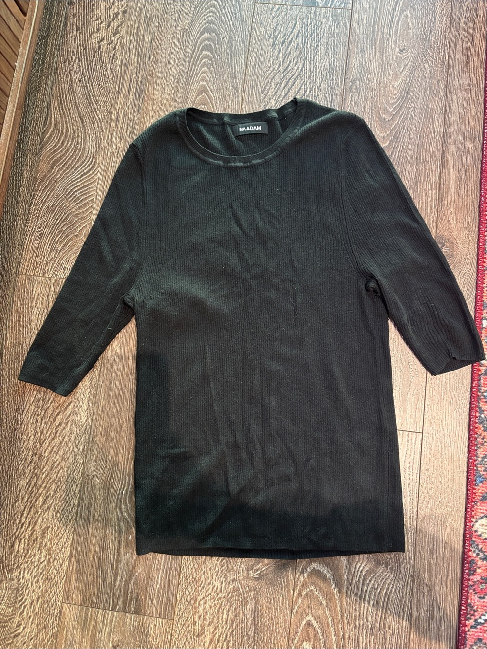 NAADAM Black Ribbed Knit Shirt
